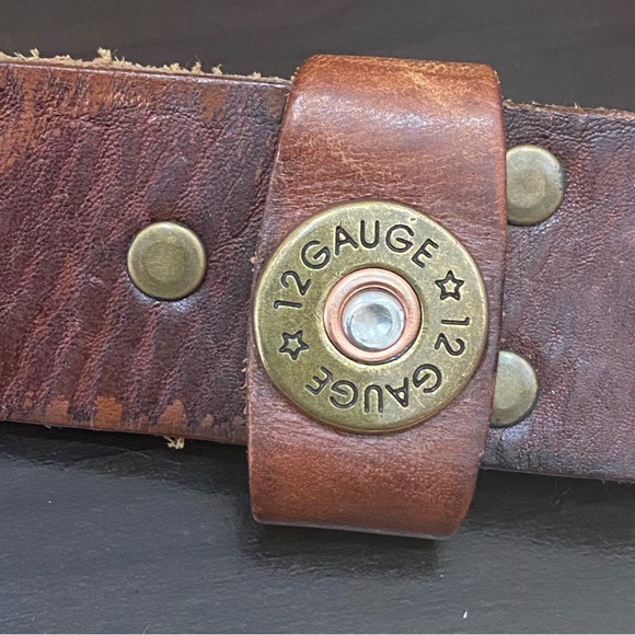 Vintage NOCONA Co. Bullet Stud Leather Belt with Eagle Brass Belt Buckle Size 38 - Picture 9 of 15